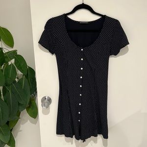 Brandy Melville dark blue with white polka dot dress.